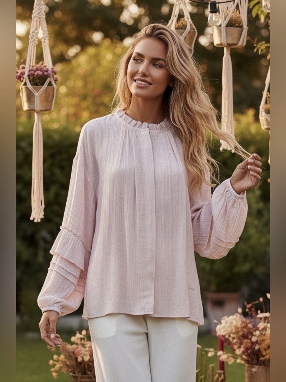 Gelato Pique Cherry Blossom Pink Ruffle Blouse Top NWT One Size S M L Coquette